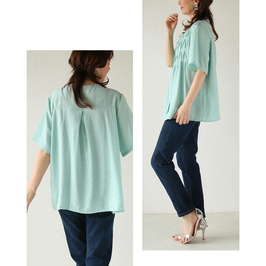 OTONA トップス タック柄でナチュラルシックな佇まいへ大人ブラウス