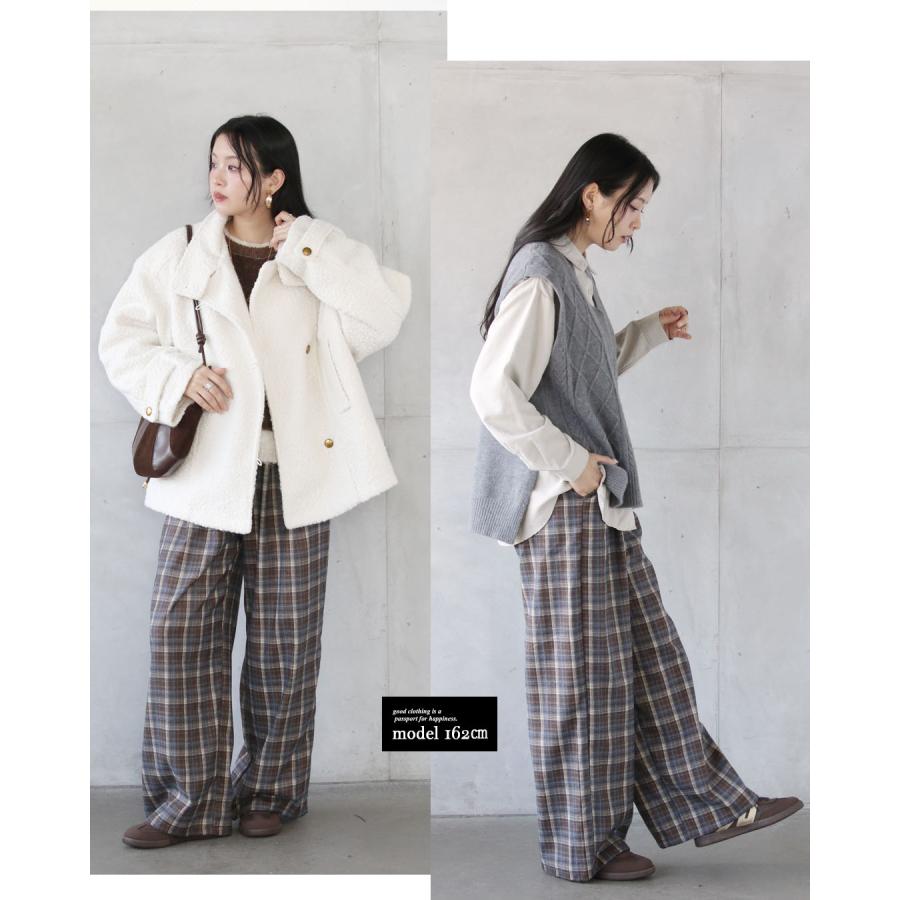 OTONA パンツ ボトムス コーデがこなれる大人のチェック柄ワイドパンツ