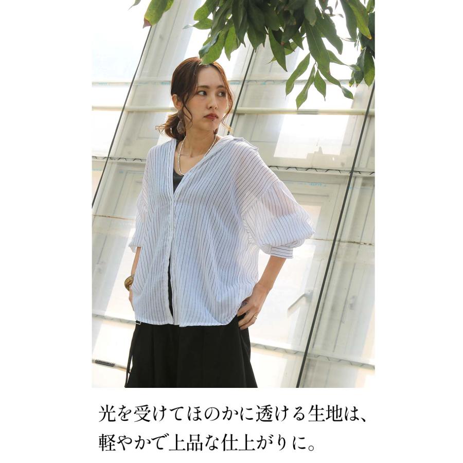OTONA シャツ ブラウス 軽やかに揺れる。程よい透け感のストライプ 