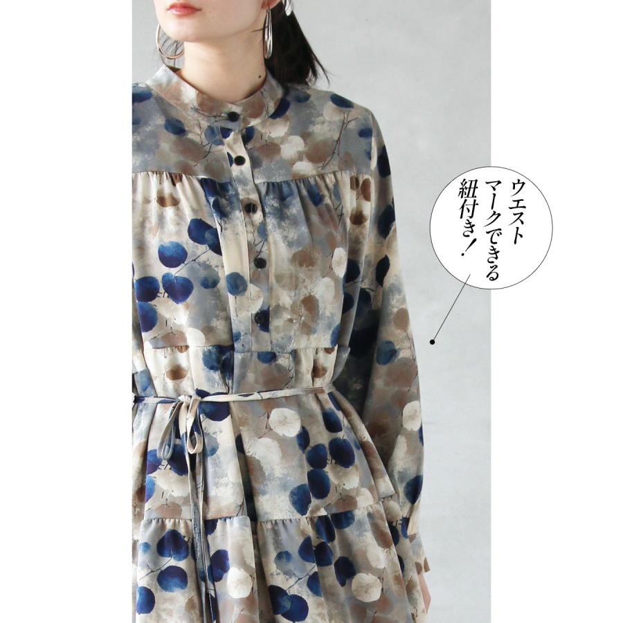 OTONA 水彩を纏う。爽やかに揺れるティアードワンピース 水玉 長袖