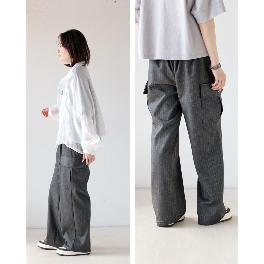 ひと癖ある上品さ 美脚ストレッチ ストライプ パンツ ワイドパンツ ロング丈 otonaオリジナル OTONA 40代 50代 60代_10