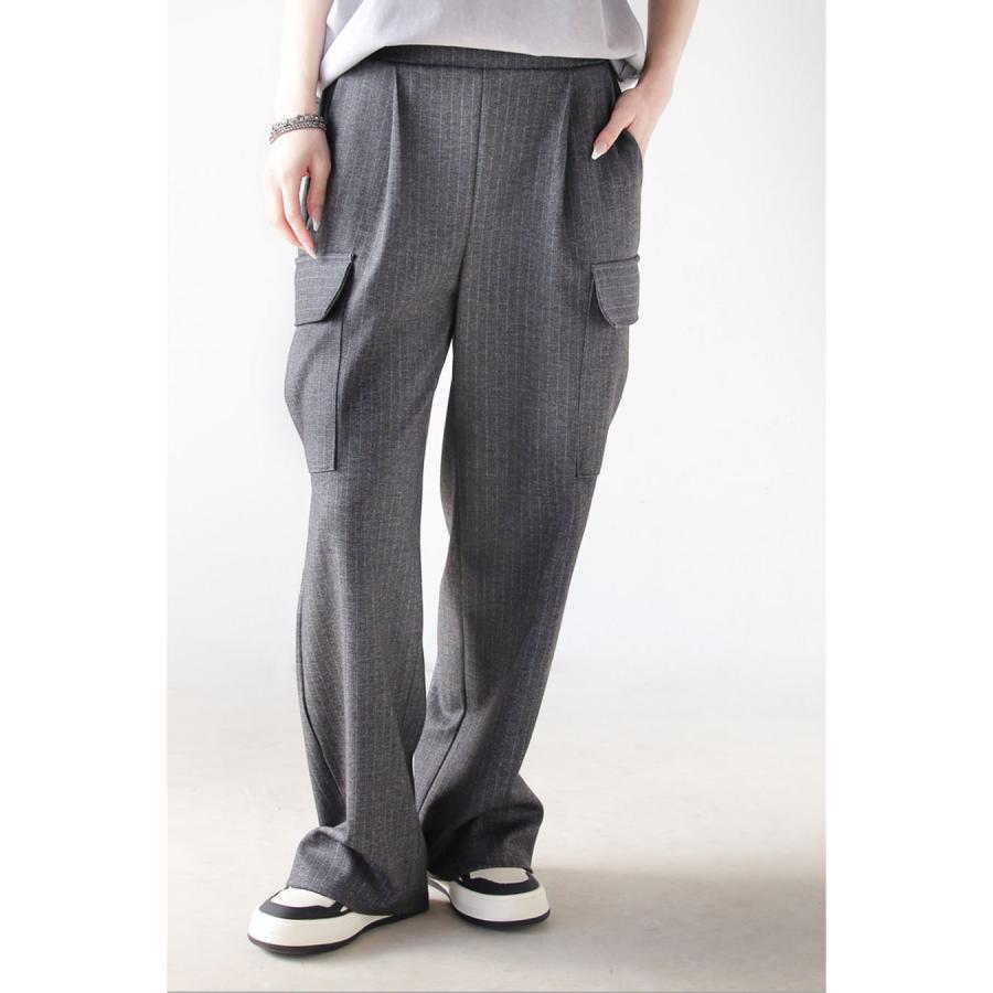 ひと癖ある上品さ 美脚ストレッチ ストライプ パンツ ワイドパンツ ロング丈 otonaオリジナル OTONA 40代 50代 60代_11