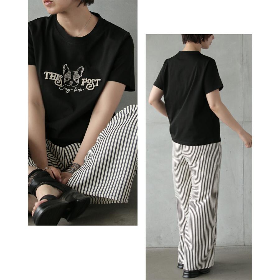 OTONA トップス Tシャツ ブラック 半袖 クルーネック カジュアル 無地 