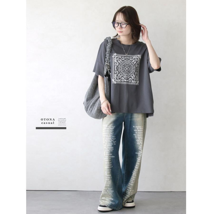OTONA トップス Tシャツ バンダナ柄が映える大人のデザインTシャツ