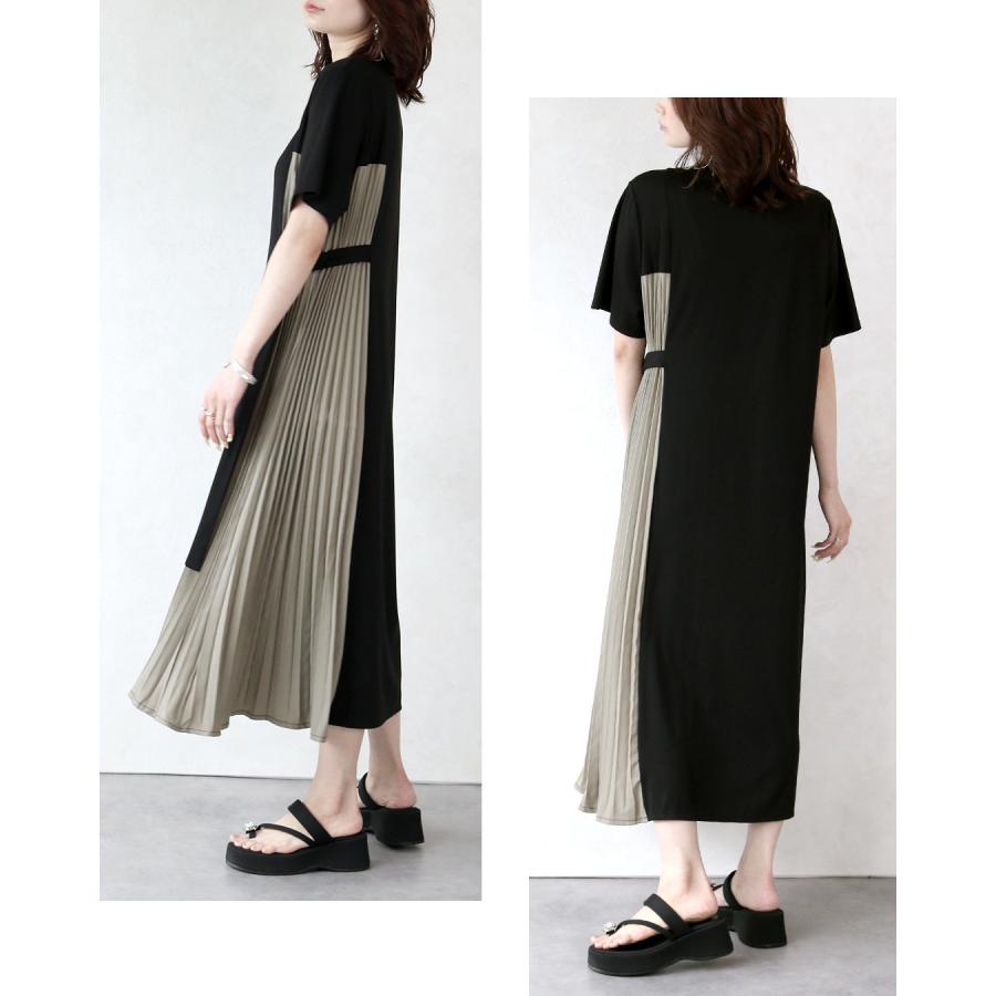 美品 イナ きちんと見えプリーツワンピース 黒 サイズ2*OD426 OTONA 細見えも洒落感も。アシンメトリープリーツの洗練ワンピース 異