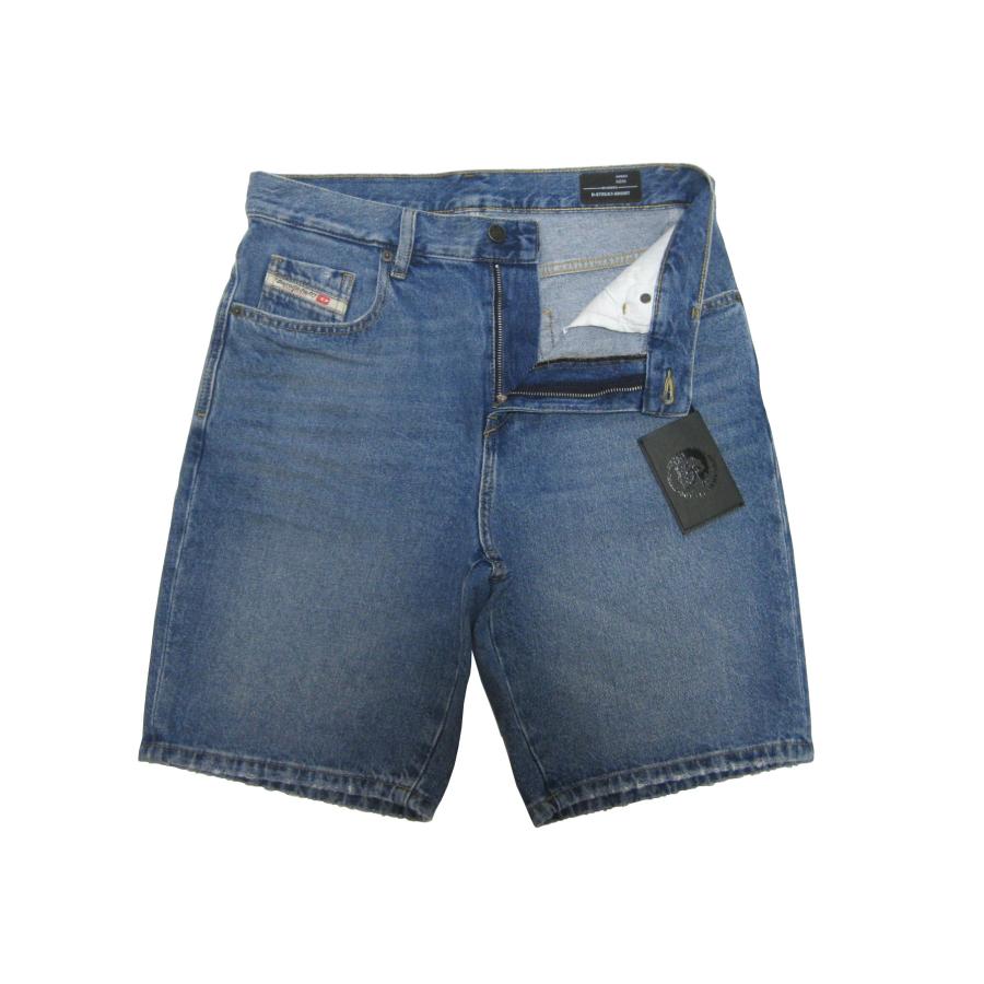 DIESEL ディーゼル ビッグパッチ デニムハーフパンツ D-STRUKT-SHORT A02648 フチだけダメージ加工で自然な使用感です！｜otonanofudangi｜13