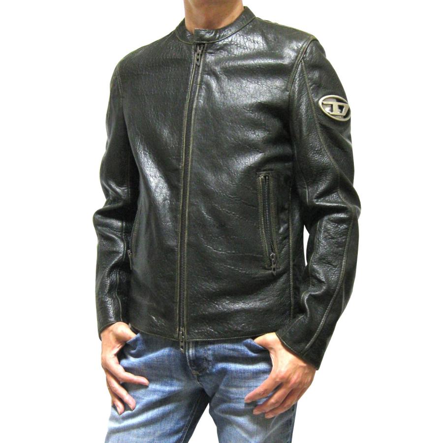 DIESEL（ディーゼル） メタルロゴプレート シープレザー ライダース
