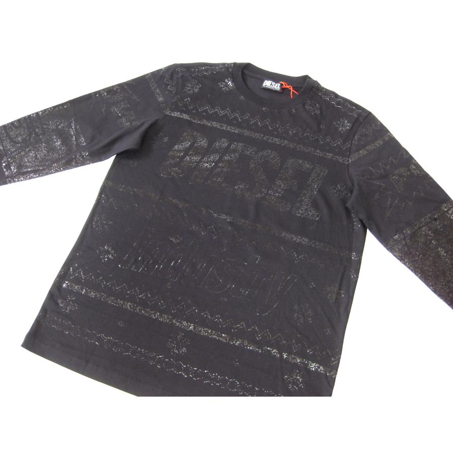 DIESEL ディーゼル 全面反射プリント 長袖Tシャツ T-JUST-LS