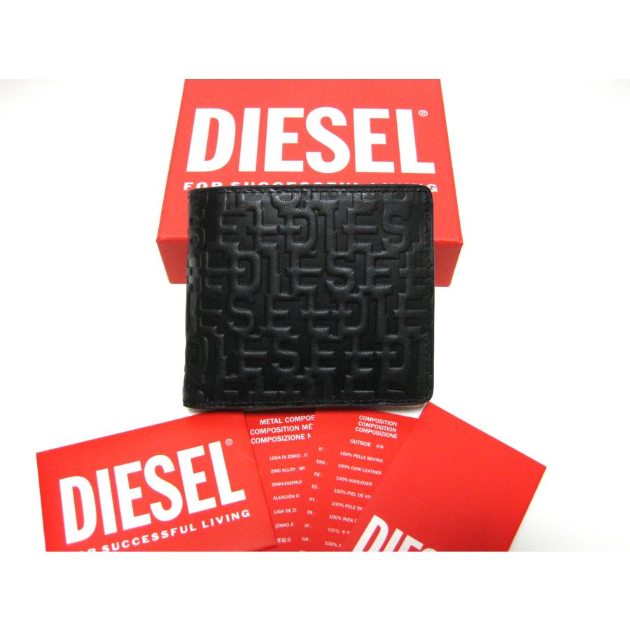 DIESEL モノグラムロゴ 型押しレザー 2つ折り財布 BI-FOLD COIN S  
