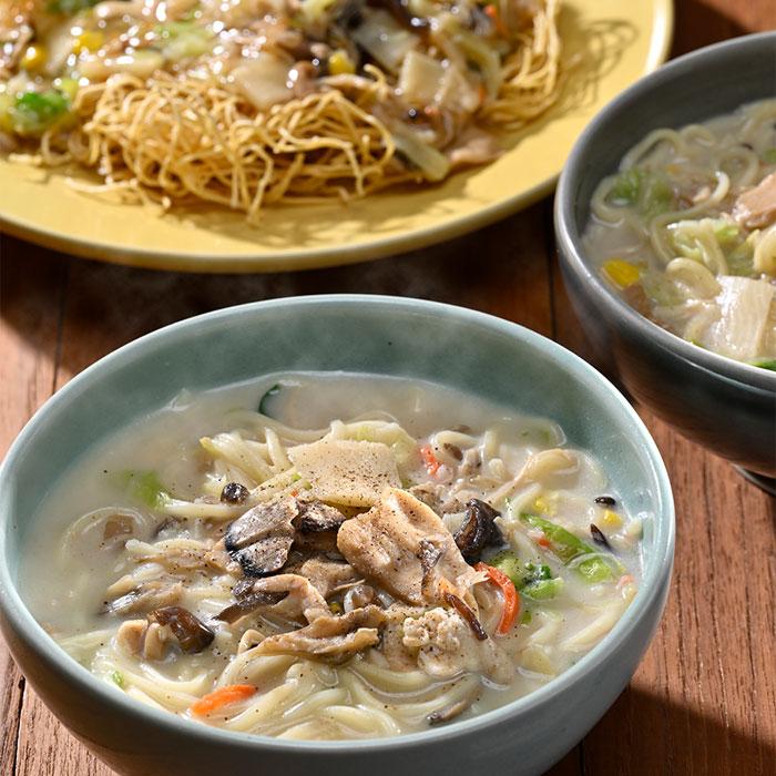 雲仙きのこ本舗】滋味長崎ちゃんぽん・皿うどんセット エリンギ しめじ