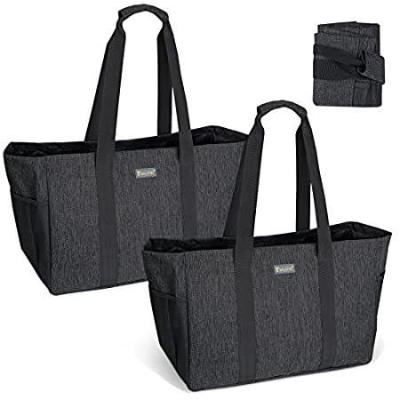 正規 買取 大阪 Baleine ソフトエクストララージ ユーティリティトート 折りたたみ式再利用可能バッグ 食料品の保管用 チャコールブラック 2 Pack 超安いオンライン Www Superavila Com