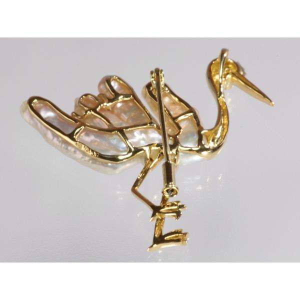 パール【OTOWA PEARL】 ブローチ 淡水真珠 バロック 鳥 ダイヤ入 K18