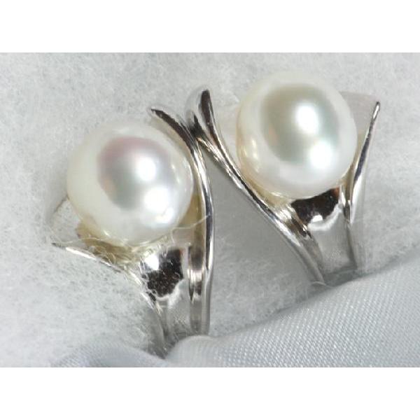 真珠 イヤリング 8.5mm 白蝶真珠 カラー K18WG