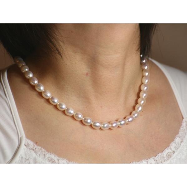 ネックレス 淡水真珠 音羽パールf0843 8.5-9mm エッグ 白