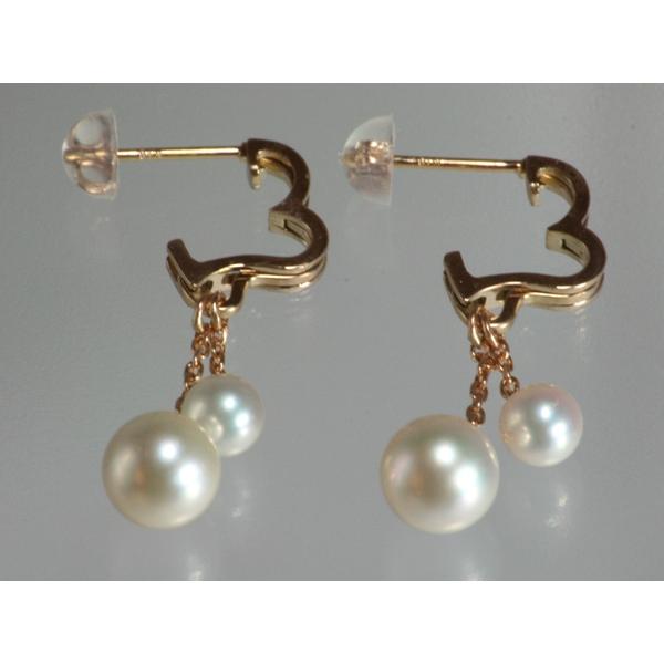 パール【OTOWA PEARL】 ピアス 6.5mm 4.6mm あこや真珠 ハート スライド ピンクゴールド 