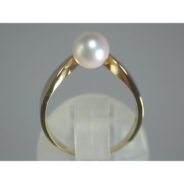 真珠【OTOWA PEARL】 リング 7mm あこや真珠 ダイヤ入 V字 K18