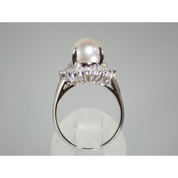 日曜迄特価あこや真珠指輪pt900★24h以内匿名配送 あこや真珠リング＜9.1mm＞PT900・ダイヤモンド0.07ct R-13842 | 真珠