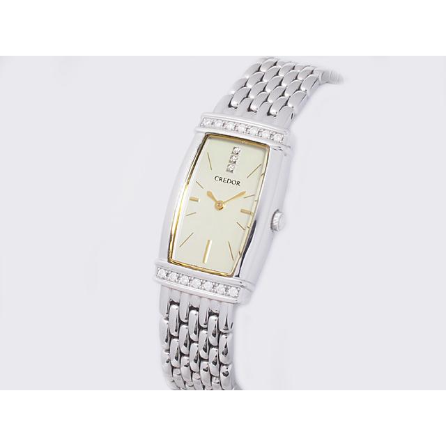 CREDOR クォーツ シェル文字盤 ダイヤベゼル 腕時計 レディース CREDOR セイコー クレドール SEIKO ダイヤ ベゼル レディース