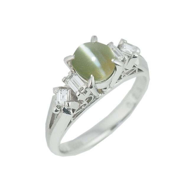音羽屋□ クリソベリル キャッツアイ/1.01ct ダイヤ/0.25ct 