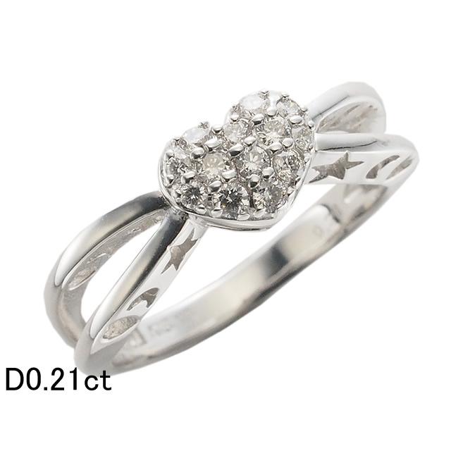 音羽屋□ ポンテヴェキオ Ponte Vecchio ダイヤ/0.21ct K18WG ハート  