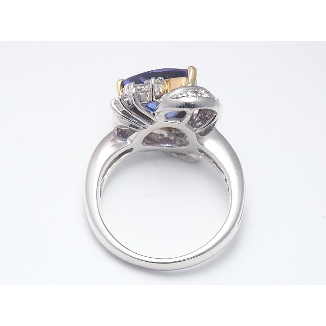 音羽屋□ タンザナイト/3.66ct ダイヤ/0.54ct Pt900/K18YG デザイン 