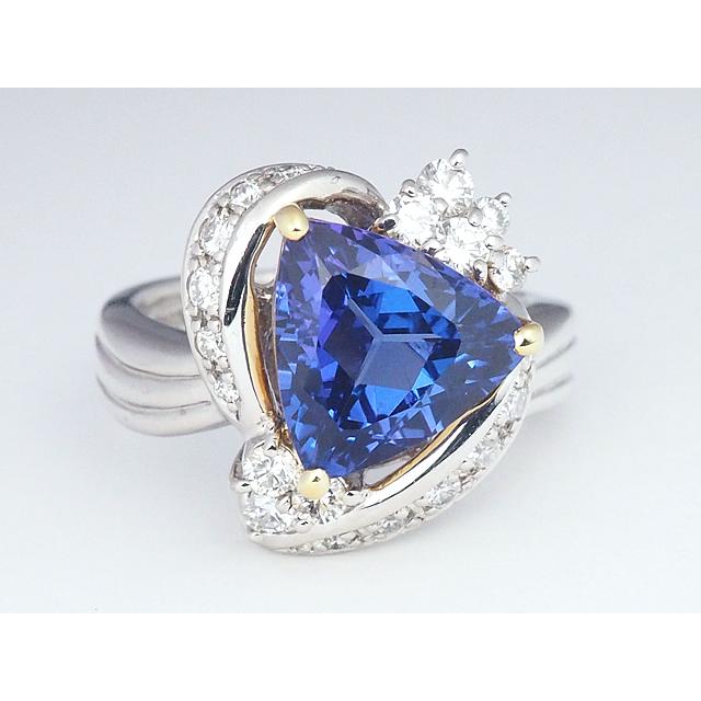 音羽屋□ タンザナイト/3.66ct ダイヤ/0.54ct Pt900/K18YG デザイン 