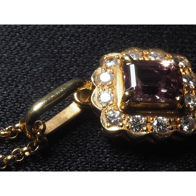 ガーネット/0.73ct ダイヤ/0.15ct K18YG イエローゴールド デザイン ネックレス 【アンバサンド】 鑑別カード付き 仕上済【中古】