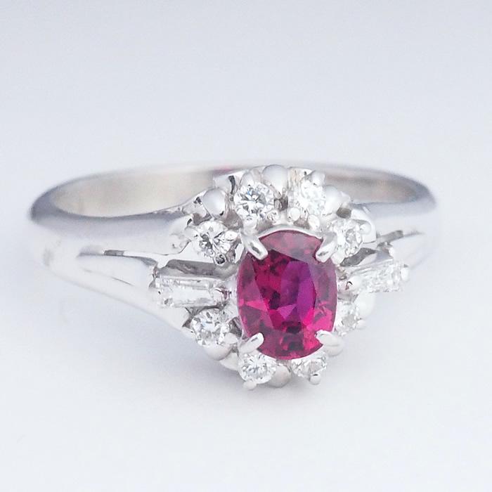 音羽屋□ ルビー/0.65ct ダイヤ/0.21ct Pt900 プラチナ リング 12号 