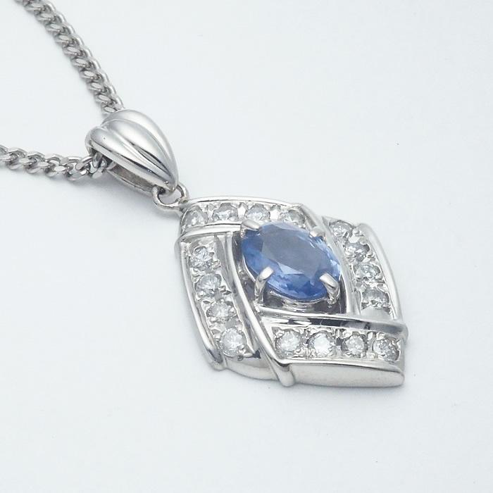 音羽屋□ サファイア/0.91ct ダイヤ/0.36ct Pt850 デザイン ネックレス