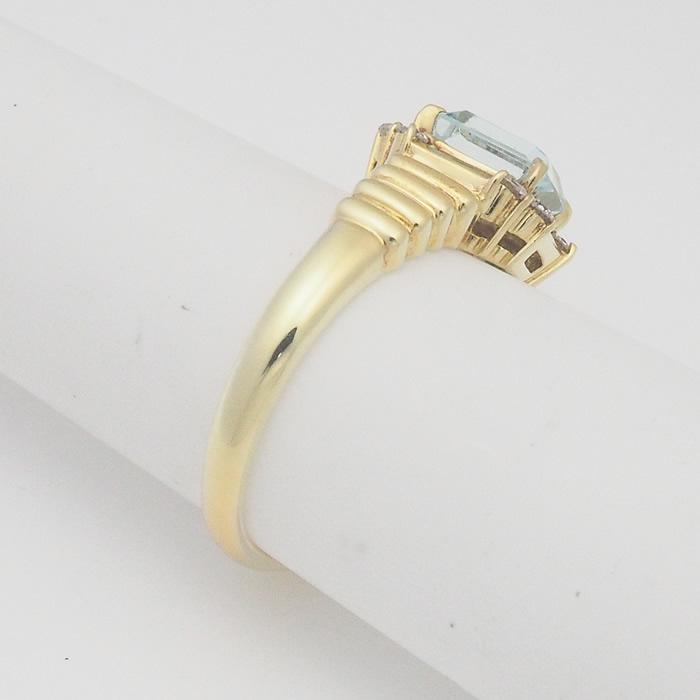 音羽屋□ アクアマリン/1.79ct ダイヤ/0.45ct K18YG デザイン リング