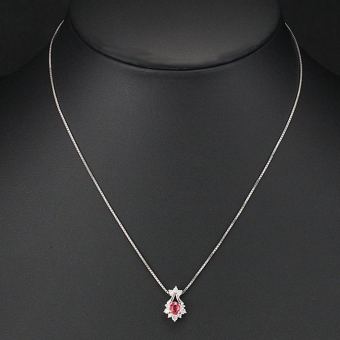 音羽屋□ パパラチアサファイア/0.24ct ダイヤ/0.52ct Pt900/Pt850  