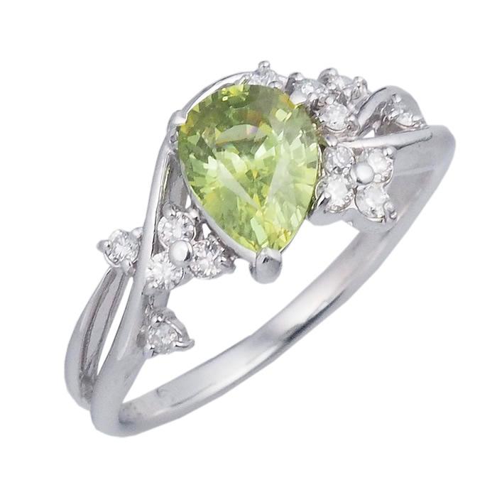 音羽屋□ スフェーン/1.16ct ダイヤ/0.21ct K18WG ホワイトゴールド  