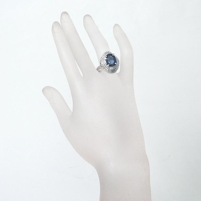 音羽屋□ ノーヒート 非加熱サファイア/6.09ct ダイヤ/1.31ct Pt900 