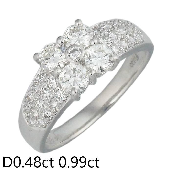 音羽屋□ ダイヤモンド/0.48ct 0.99ct Pt900 プラチナ デザイン リング 