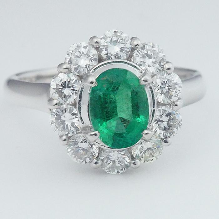 音羽屋□ エメラルド/0.87ct ダイヤ/0.97ct Pt900 プラチナ デザイン 