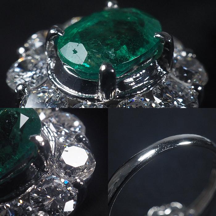 音羽屋□ エメラルド/0.87ct ダイヤ/0.97ct Pt900 プラチナ デザイン 