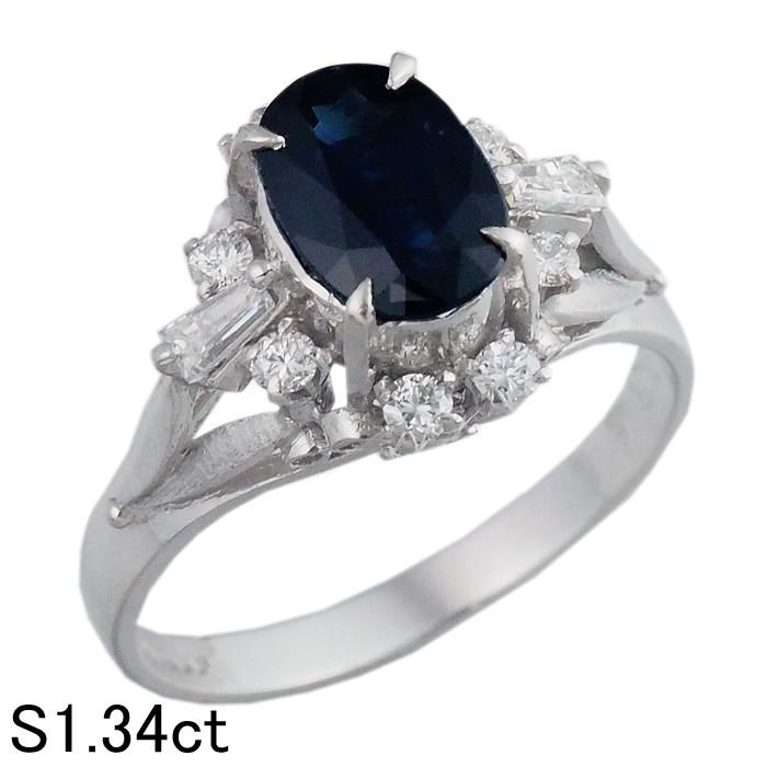音羽屋□ サファイア/1.34ct ダイヤ/0.33ct Pt900 プラチナ デザイン  