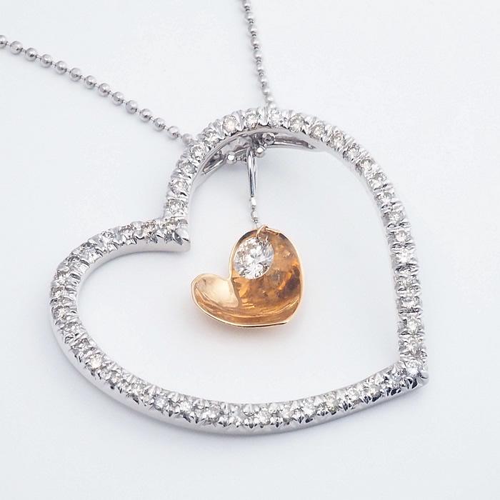 音羽屋□ ダイヤモンド/0.20ct 0.80ct K18WG/K18PG ハート