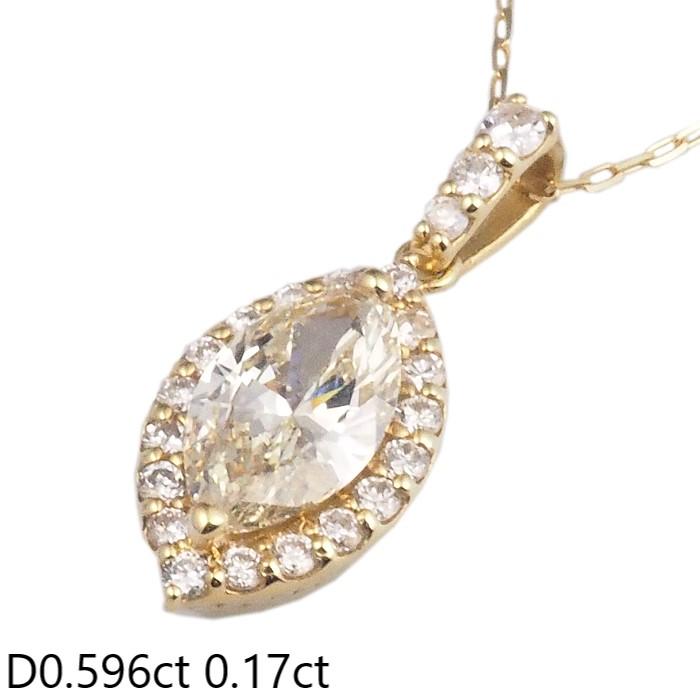 音羽屋□ ダイヤモンド/0.596ct 0.17ct K18YG デザイン ネックレス  