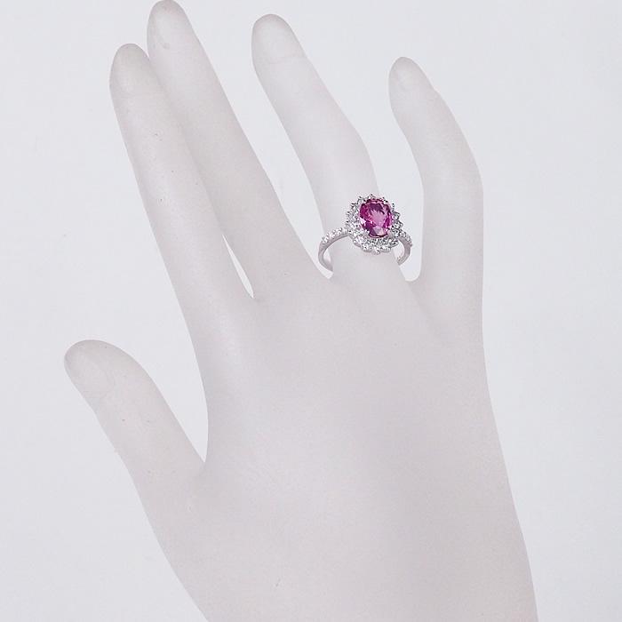 音羽屋□ パパラチアサファイア/2.24ct ダイヤ/0.56ct Pt950 プラチナ 