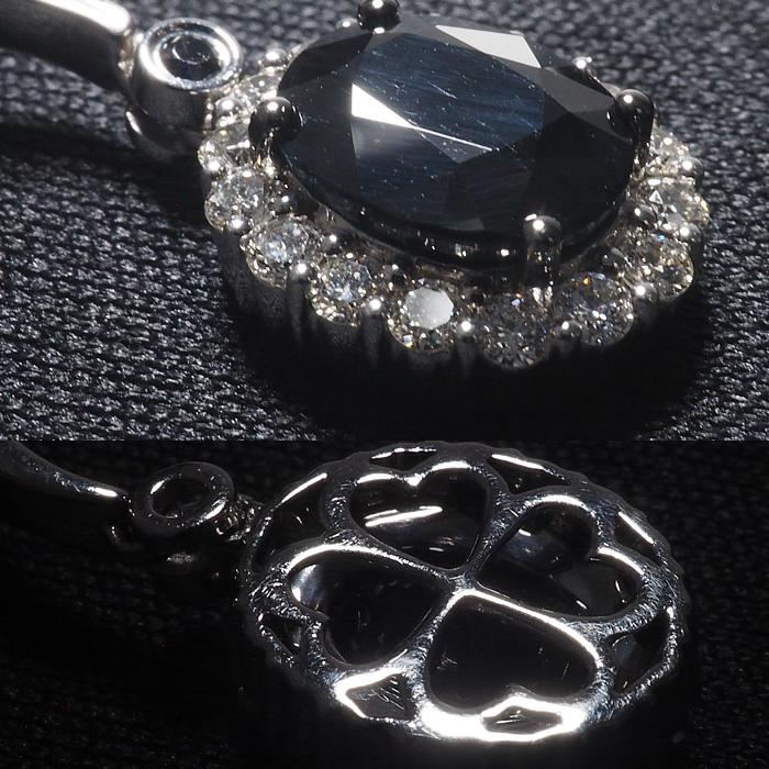 音羽屋□ サファイア/2.77ct 0.07ct ダイヤ/0.41ct K18WG オニキス付き 