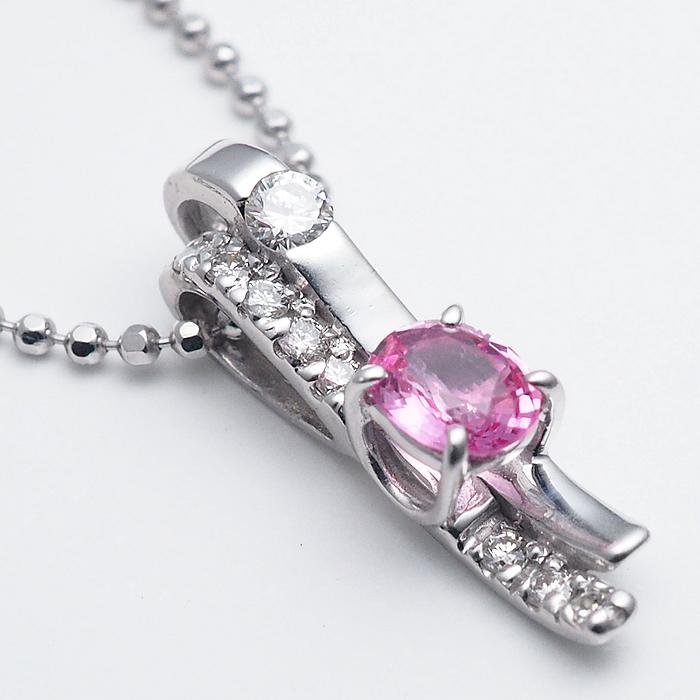 音羽屋□ ピンクサファイア/0.348ct ダイヤ/0.14ct K18WG/Pt850 