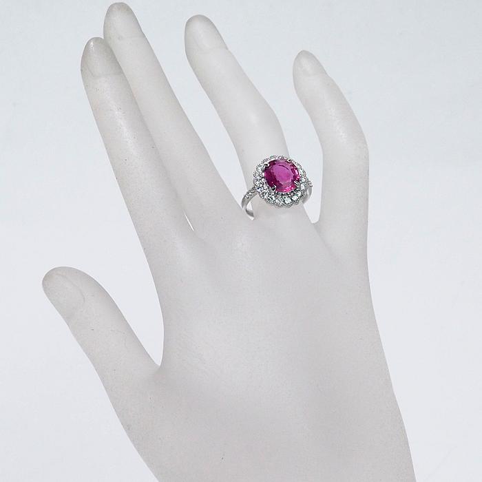 音羽屋□ ノーヒート 非加熱ルビー/3.01ct ダイヤ/0.78ct Pt950 