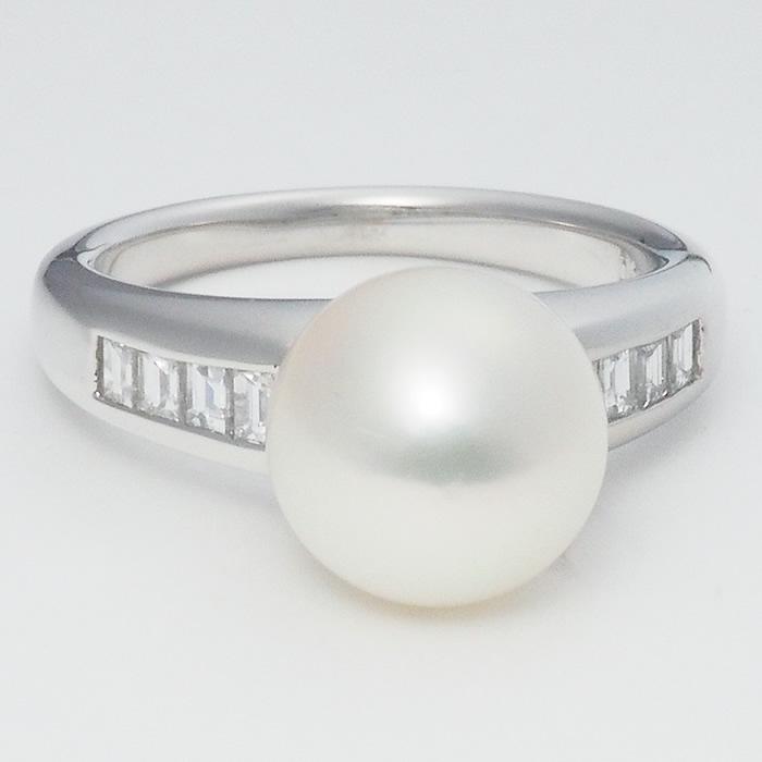 音羽屋□ あこや真珠 パール/9.3mm ダイヤ/0.33ct Pt900 デザイン