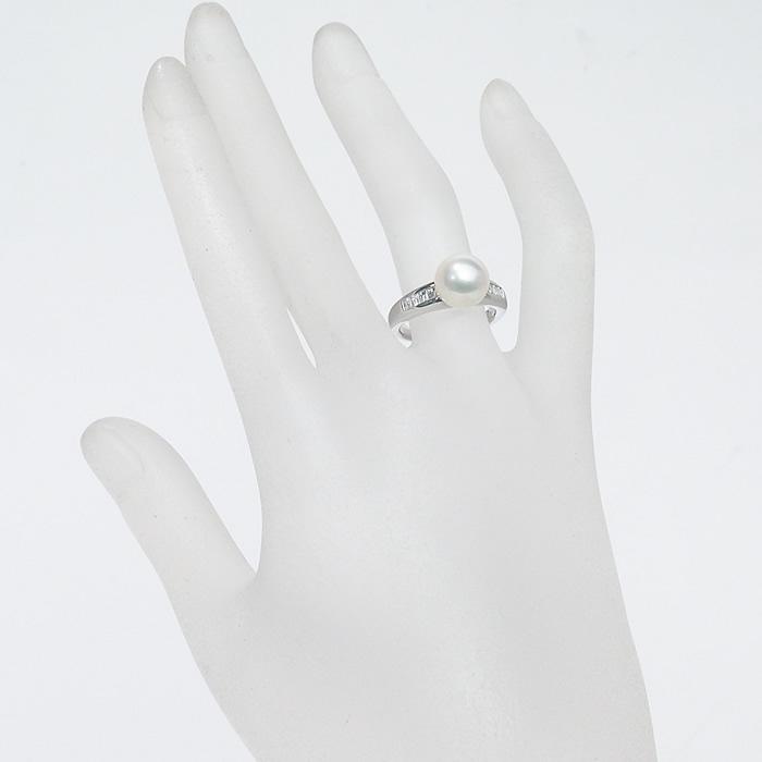 音羽屋□ あこや真珠 パール/9.3mm ダイヤ/0.33ct Pt900 デザイン