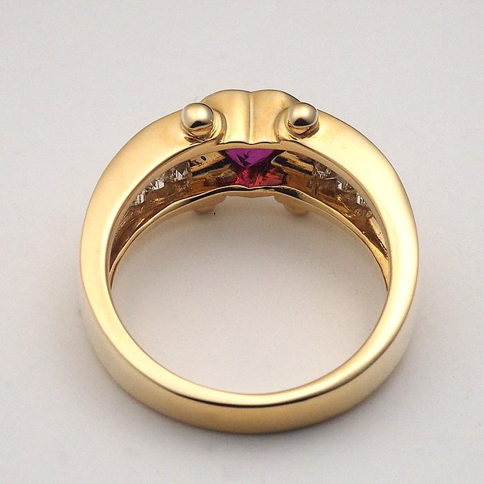 音羽屋□ ルビー/0.87ct ダイヤ/0.60ct K18YG ハートシェイプ デザイン 