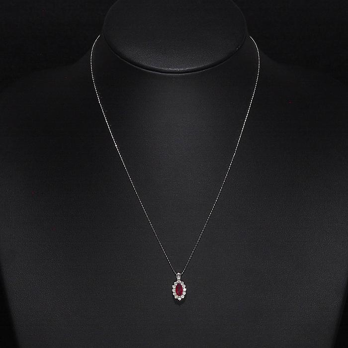 音羽屋□ ルビー/0.55ct ダイヤ/0.38ct K18WG ネックレス 鑑別カード