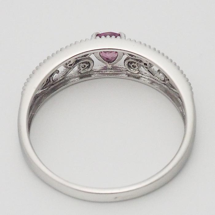 音羽屋□ パパラチアサファイア/0.379ct ダイヤ/0.07ct Pt900 リング 