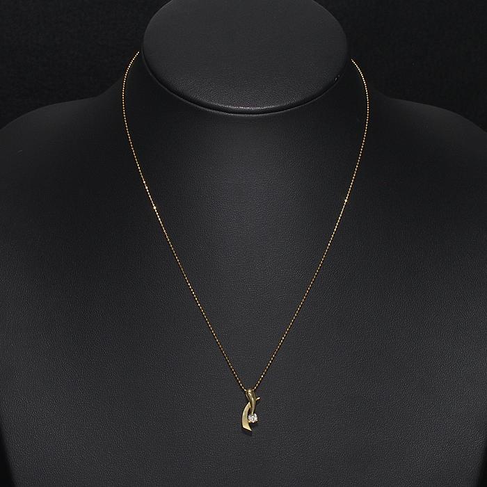 音羽屋□ ダイヤモンド/0.20ct K18YG デザイン ネックレス 仕上済