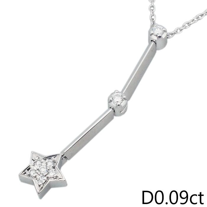 スタージュエリー ダイヤモンド ネックレス K18WG 0.09ct 3.8g